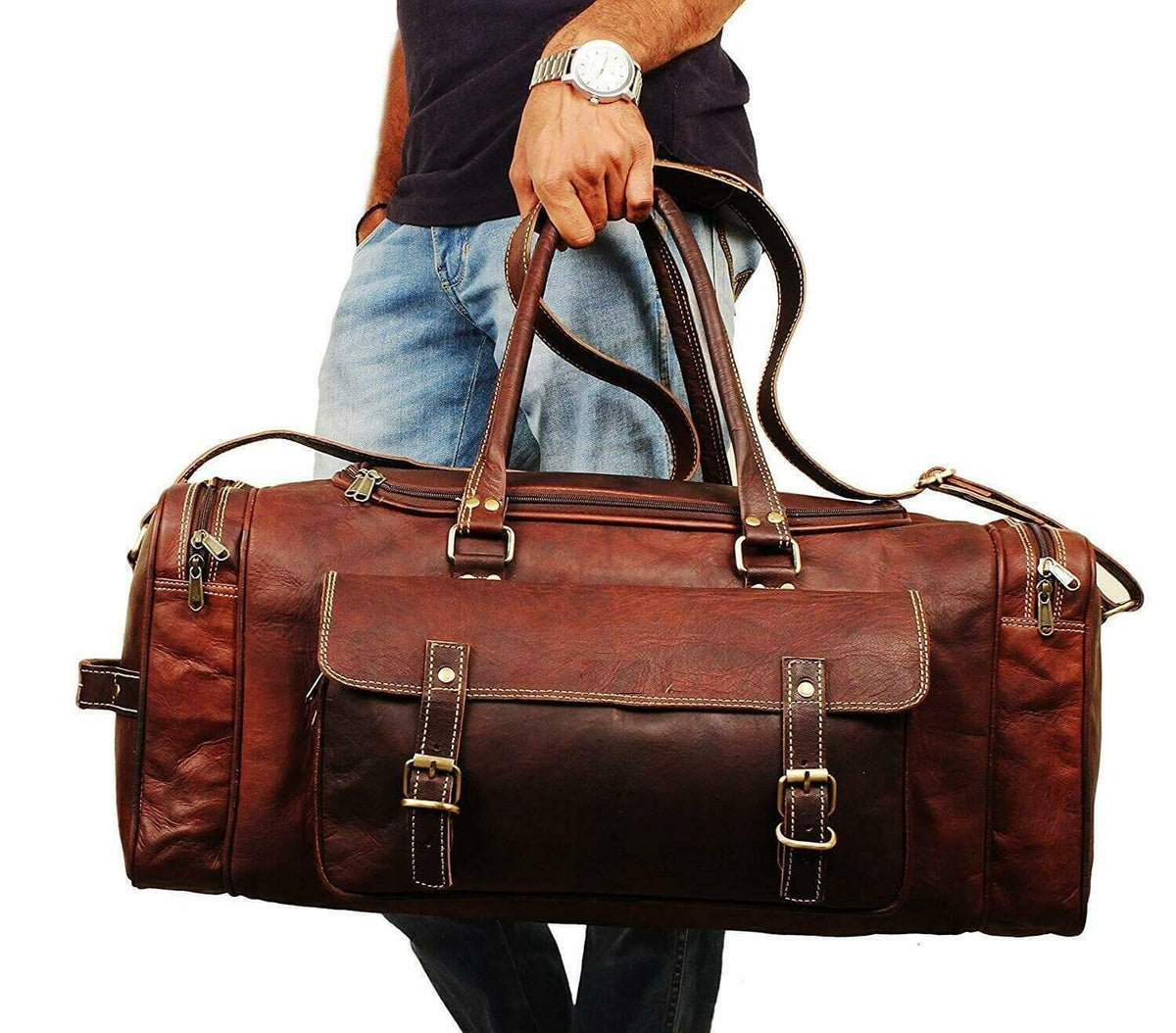 Classy Leather Bags Traveler Weekender Duffle - AVBL MRKT (5)