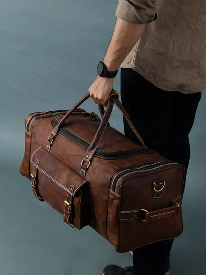 Classy Leather Bags Traveler Weekender Duffle Bag + FREE Toiletry Bag - AVBL MRKT (11)