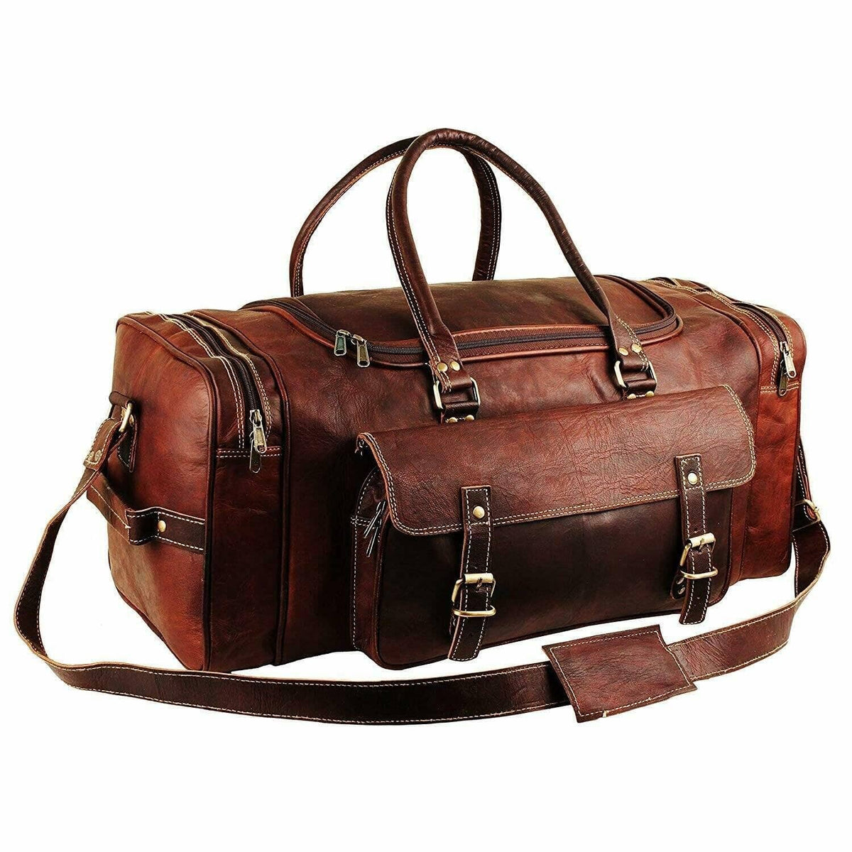 Classy Leather Bags Traveler Weekender Duffle Bag + FREE Toiletry Bag - AVBL MRKT (5)
