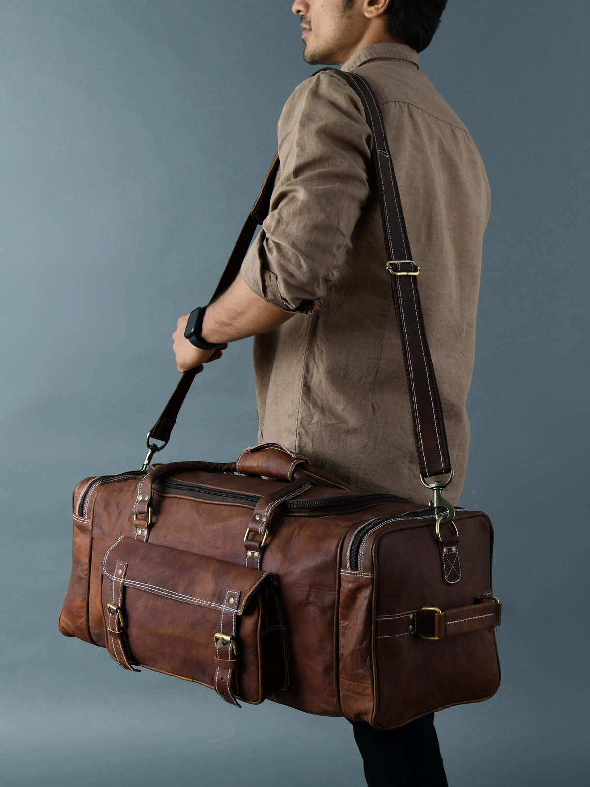 Classy Leather Bags Traveler Weekender Duffle Bag + FREE Toiletry Bag (ZIPIFY) - AVBL MRKT (10)