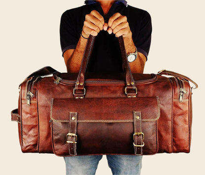 Classy Leather Bags Traveler Weekender Duffle Bag + FREE Toiletry Bag (ZIPIFY) - AVBL MRKT (3)