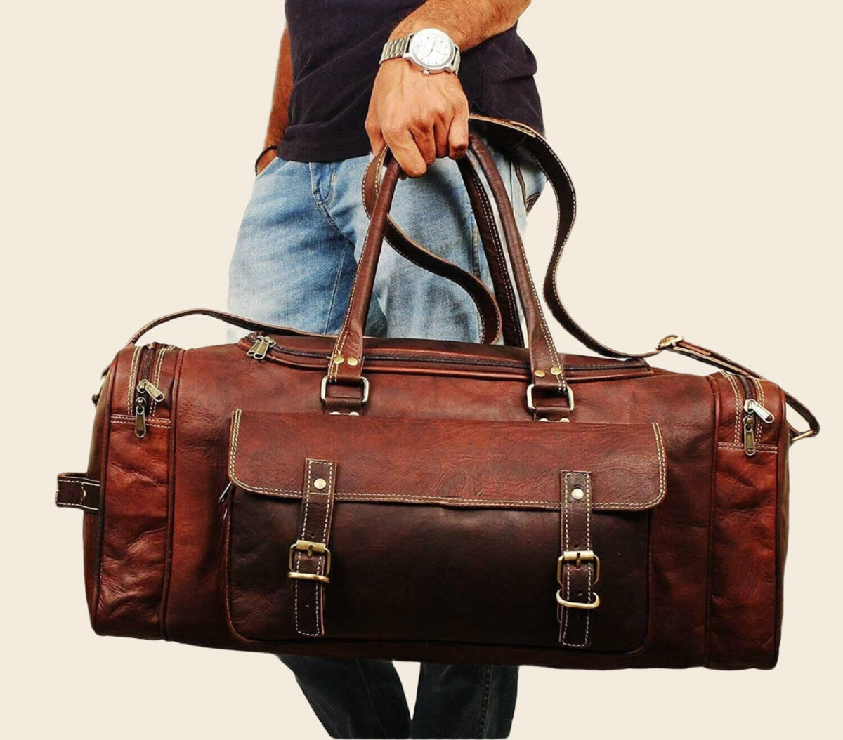 Classy Leather Bags Traveler Weekender Duffle Bag + FREE Toiletry Bag (ZIPIFY) - AVBL MRKT (5)
