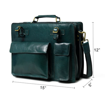 Classy Leather Bags Tuscany Italian Leather Briefcase, Green - AVBL MRKT (11)