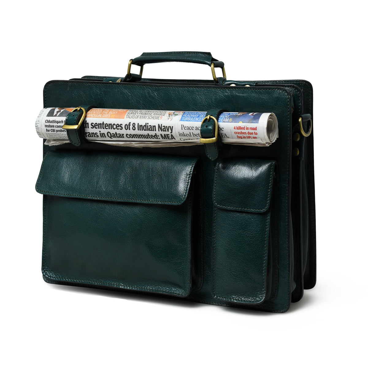 Classy Leather Bags Tuscany Italian Leather Briefcase, Green - AVBL MRKT (2)