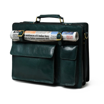 Classy Leather Bags Tuscany Italian Leather Briefcase, Green - AVBL MRKT (2)