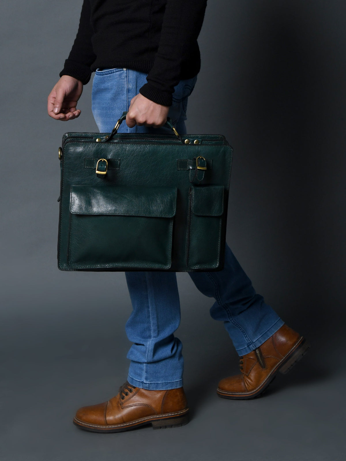Classy Leather Bags Tuscany Italian Leather Briefcase, Green - AVBL MRKT (3)