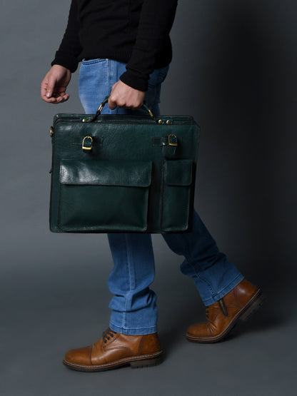 Classy Leather Bags Tuscany Italian Leather Briefcase, Green - AVBL MRKT (3)