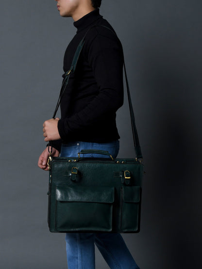 Classy Leather Bags Tuscany Italian Leather Briefcase, Green - AVBL MRKT (7)