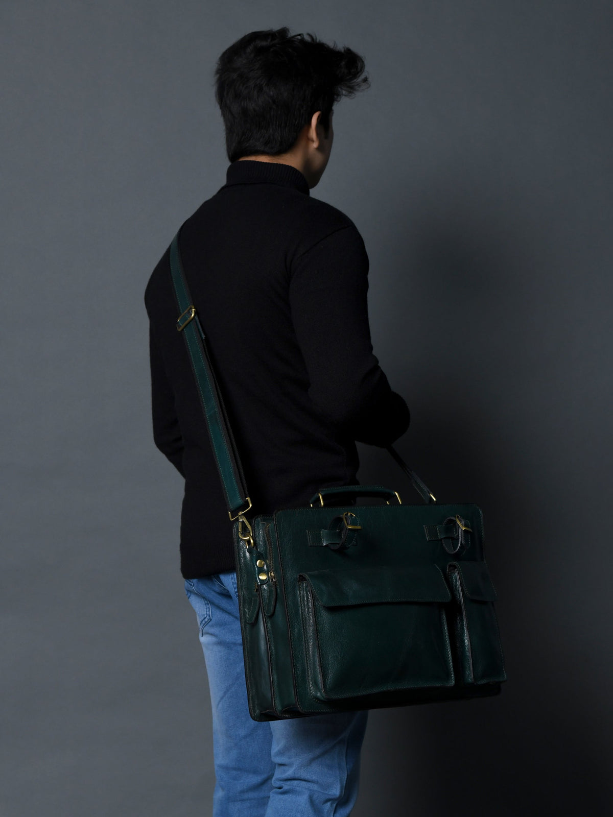 Classy Leather Bags Tuscany Italian Leather Briefcase, Green - AVBL MRKT (8)