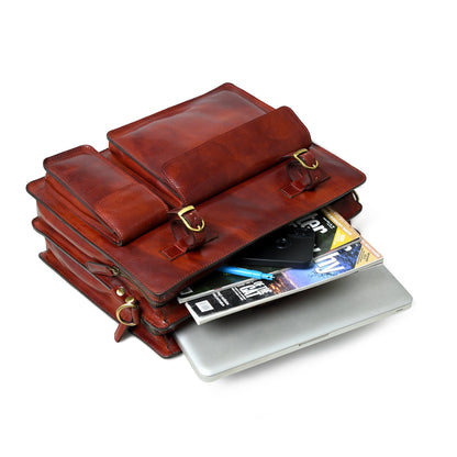Classy Leather Bags Tuscany Italian Leather Briefcase, Tan - AVBL MRKT (5)