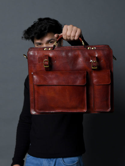 Classy Leather Bags Tuscany Italian Leather Briefcase, Tan - AVBL MRKT (9)