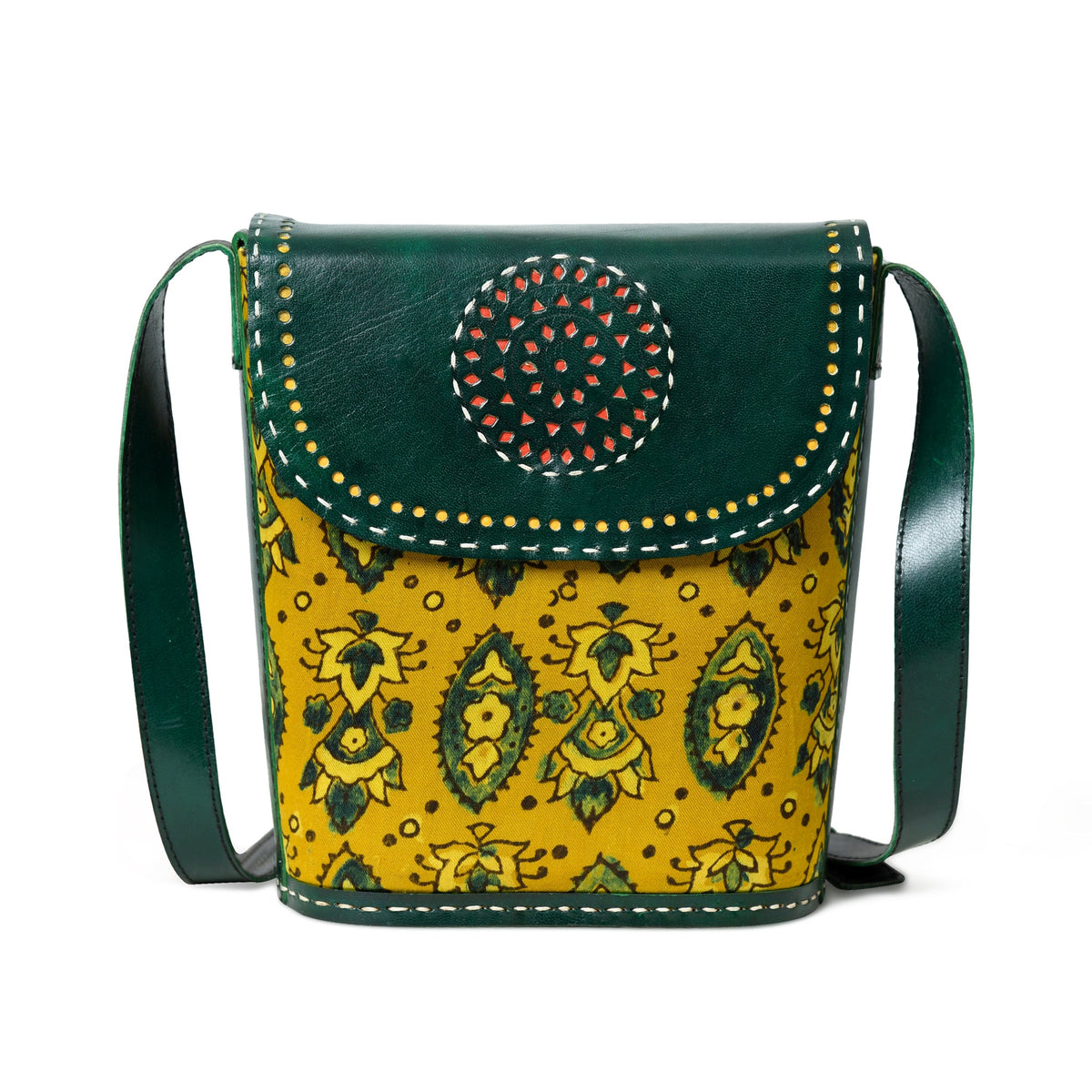 Classy Leather Bags Vibrant Heritage Ajrakh Satchel - AVBL MRKT (6)