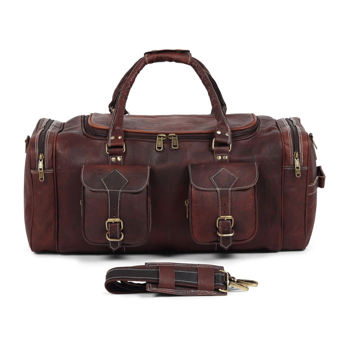 Classy Leather Bags Vintage Dark Brown Traveller Duffle Bag - AVBL MRKT (10)