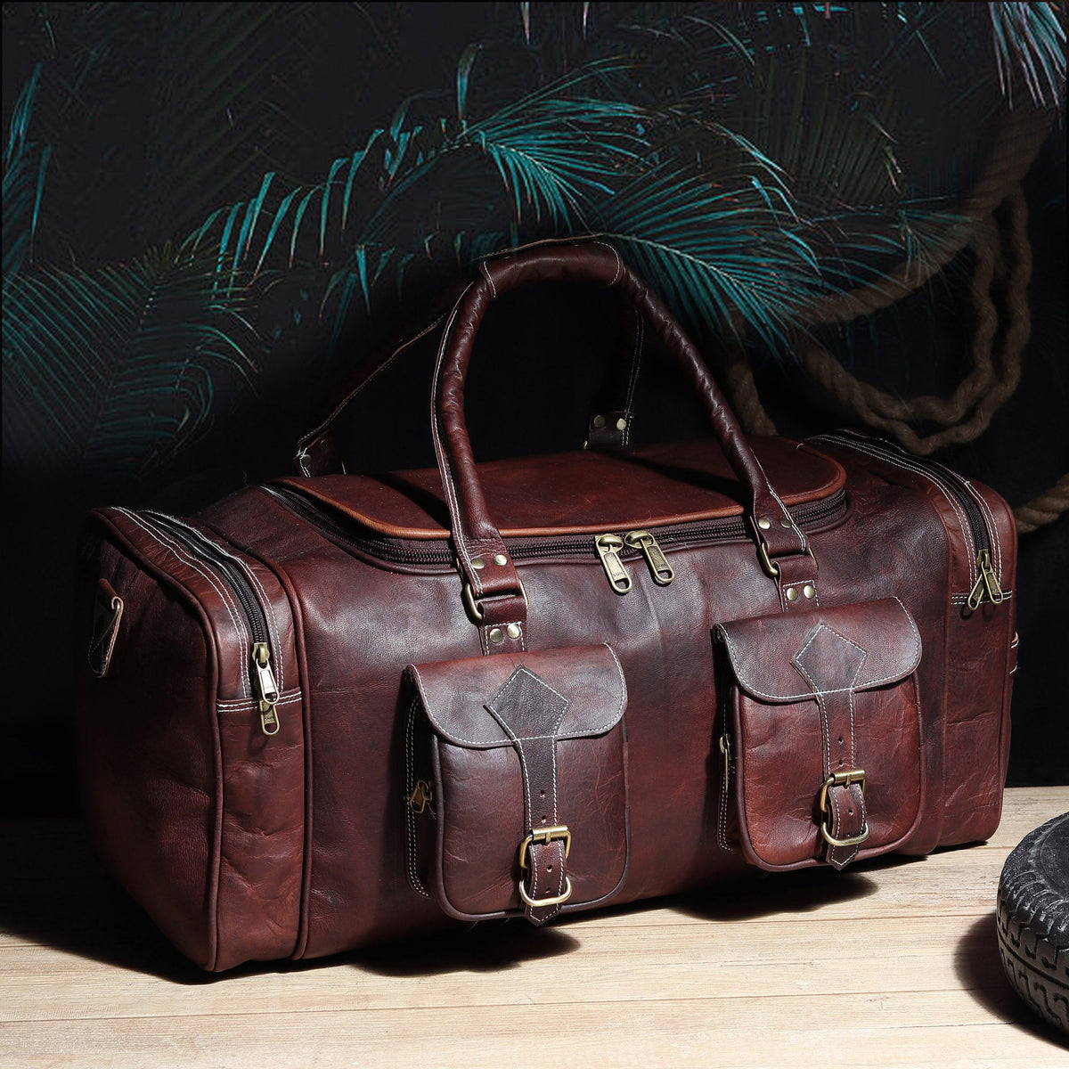 Classy Leather Bags Vintage Dark Brown Traveller Duffle Bag - AVBL MRKT (3)