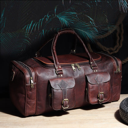 Classy Leather Bags Vintage Dark Brown Traveller Duffle Bag - AVBL MRKT (3)