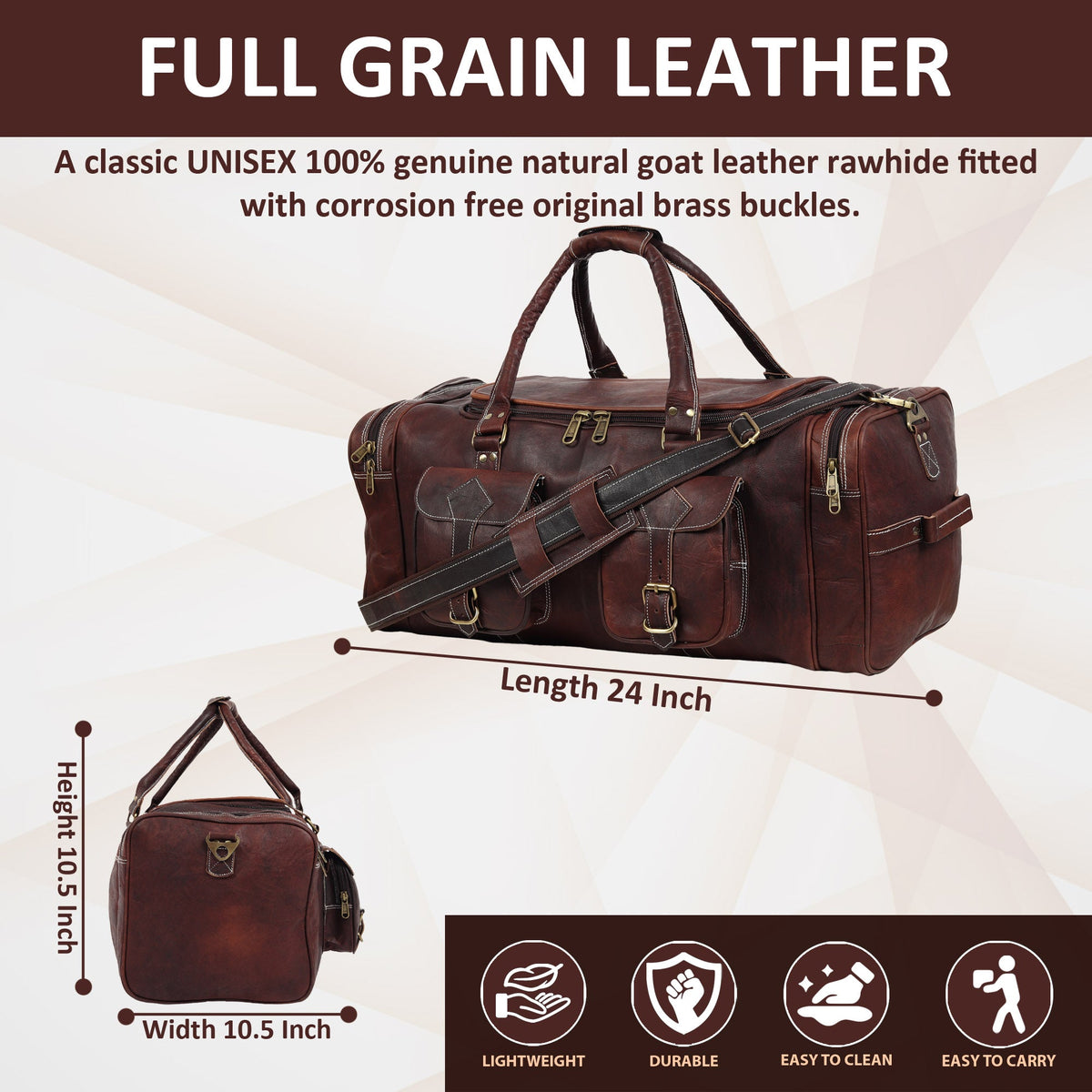 Classy Leather Bags Vintage Dark Brown Traveller Duffle Bag - AVBL MRKT (7)