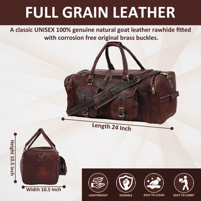 Classy Leather Bags Vintage Dark Brown Traveller Duffle Bag - AVBL MRKT (7)