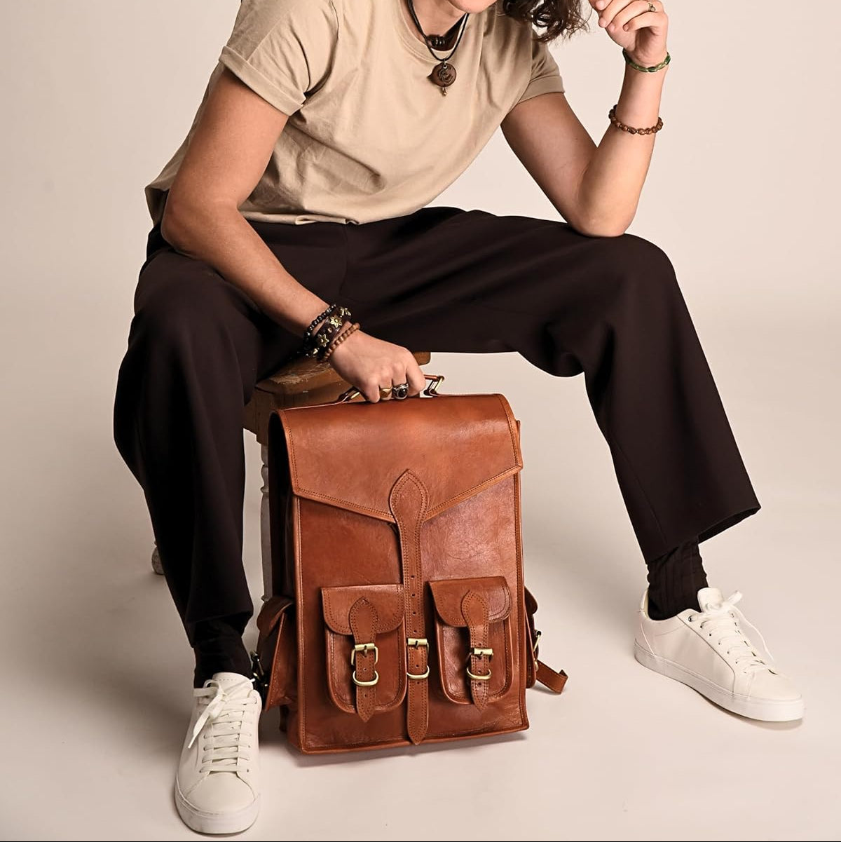 Classy Leather Bags Vintage Leather Backpack Rucksack - AVBL MRKT (3)