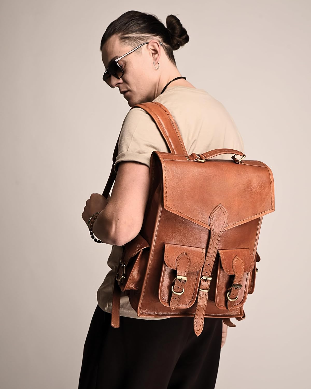 Classy Leather Bags Vintage Leather Backpack Rucksack - AVBL MRKT (4)