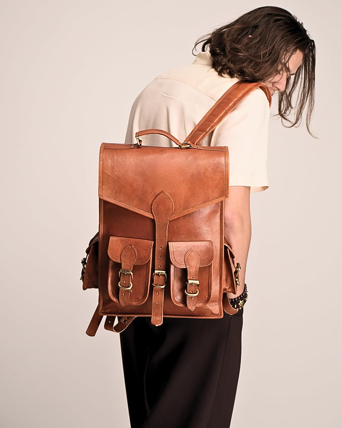 Classy Leather Bags Vintage Leather Backpack Rucksack - AVBL MRKT (5)
