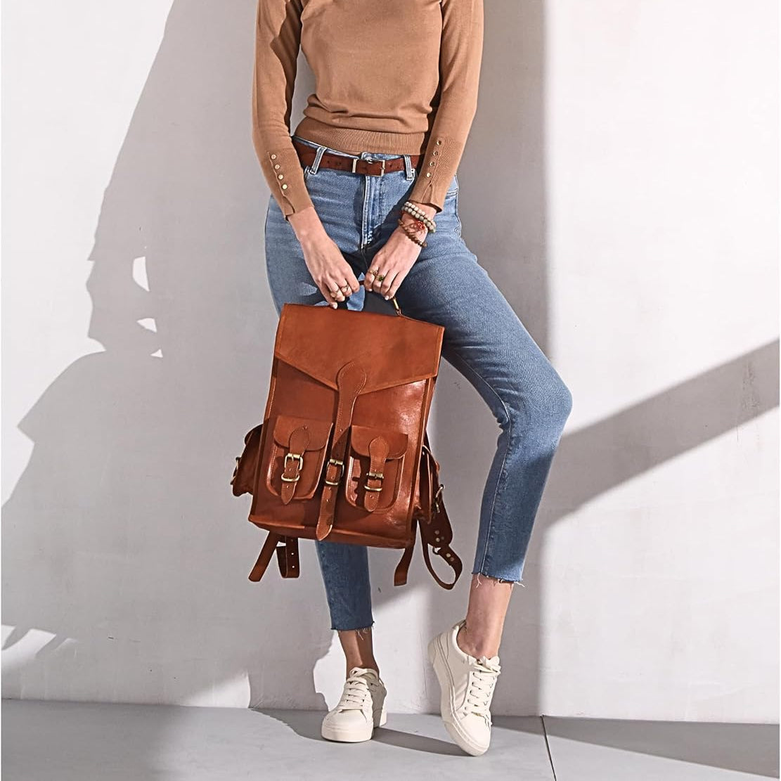 Classy Leather Bags Vintage Leather Backpack Rucksack - AVBL MRKT (6)