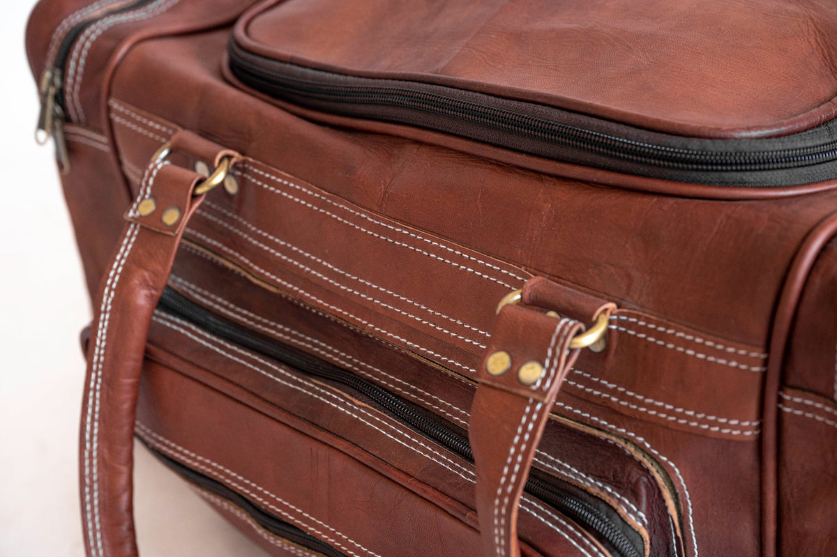 Classy Leather Bags Vintage Leather Travel Duffle Bag - AVBL MRKT (4)