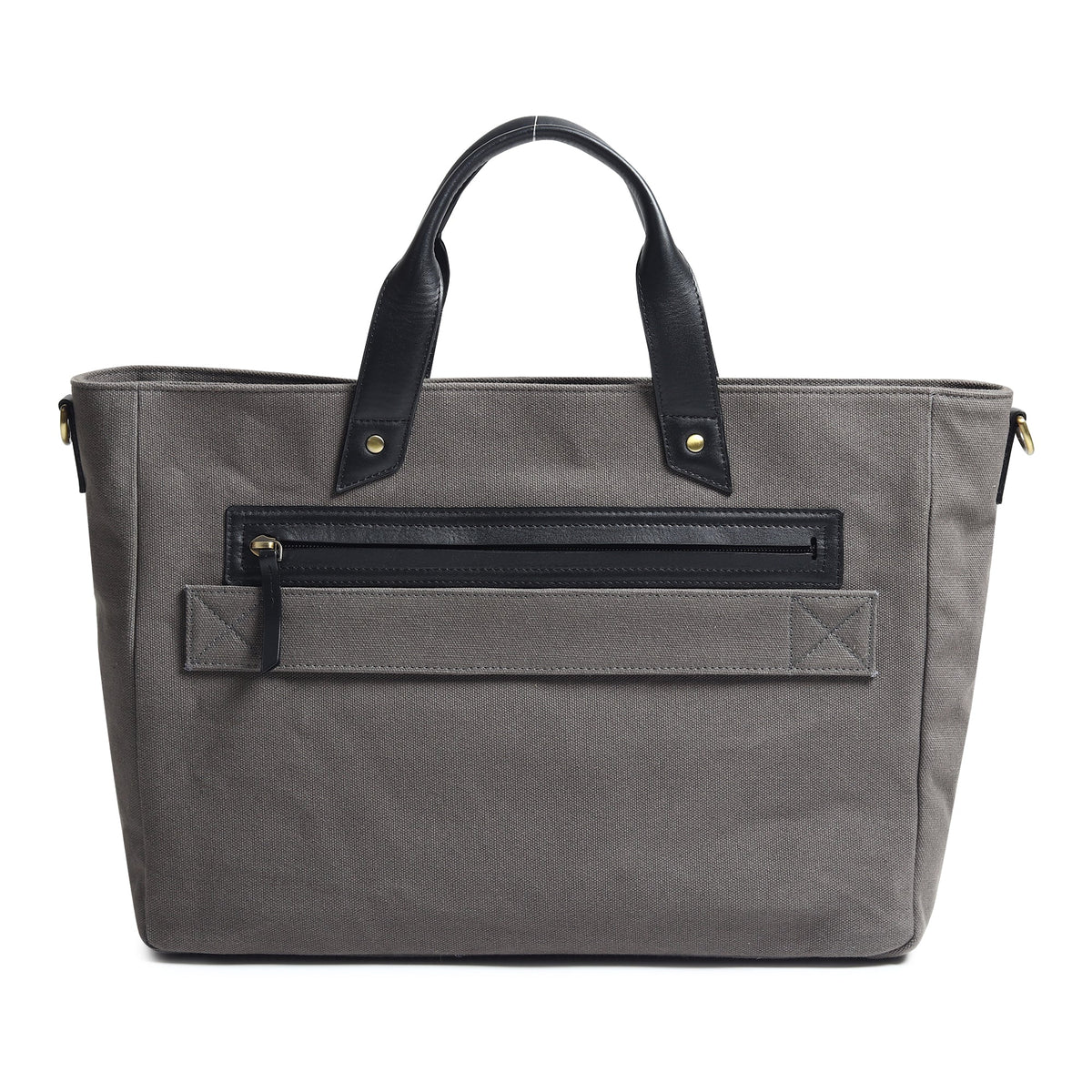 Classy Leather Bags Voyager Canvas Leather Briefcase, Gray - AVBL MRKT (6)