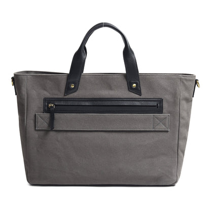 Classy Leather Bags Voyager Canvas Leather Briefcase, Gray - AVBL MRKT (6)