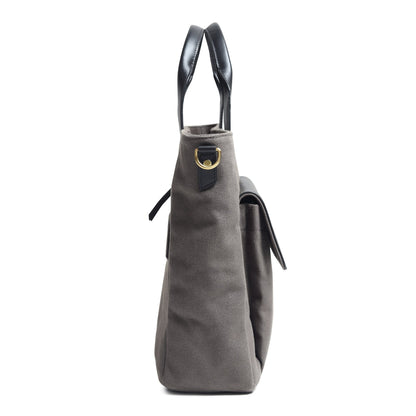 Classy Leather Bags Voyager Canvas Leather Briefcase, Gray - AVBL MRKT (7)