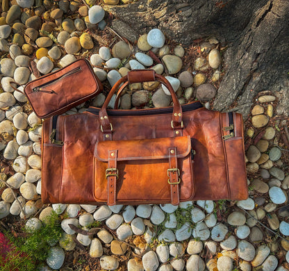 Classy Leather Bags Walker Leather Weekender Bag + Free Toiletry - AVBL MRKT (7)