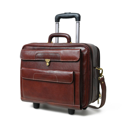 Classy Leather Bags Wanderer Leather Trolly Suitcase Bag - AVBL MRKT (1)