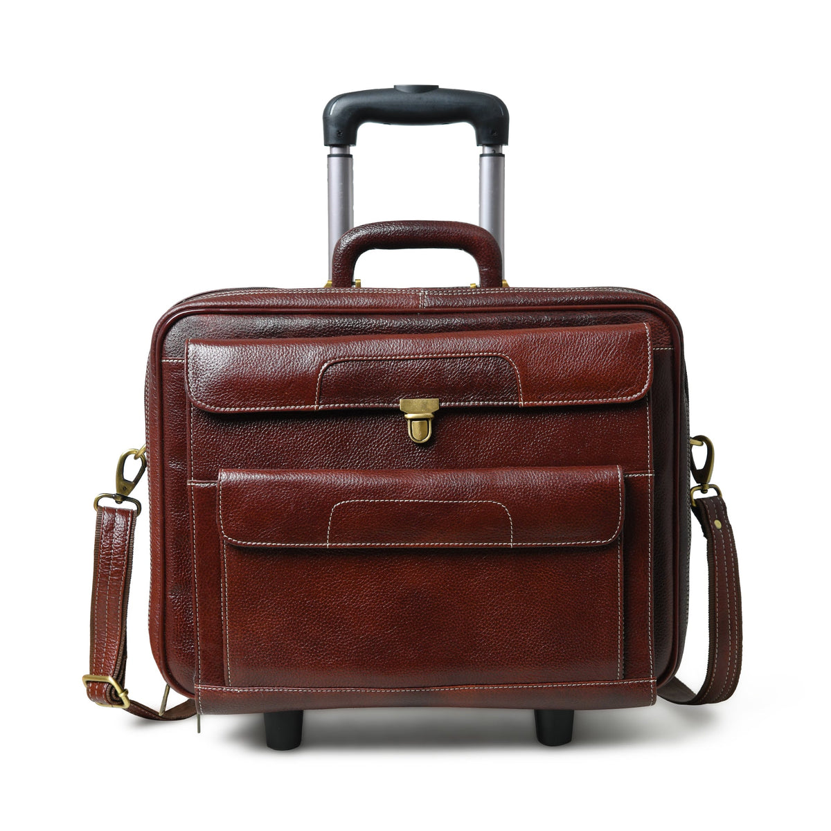 Classy Leather Bags Wanderer Leather Trolly Suitcase Bag - AVBL MRKT (2)