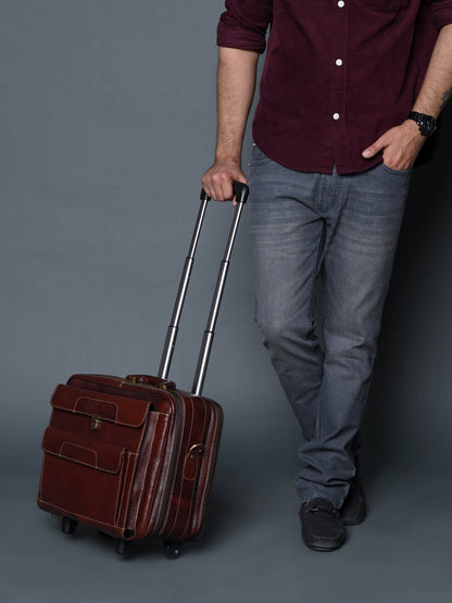 Classy Leather Bags Wanderer Leather Trolly Suitcase Bag - AVBL MRKT (5)