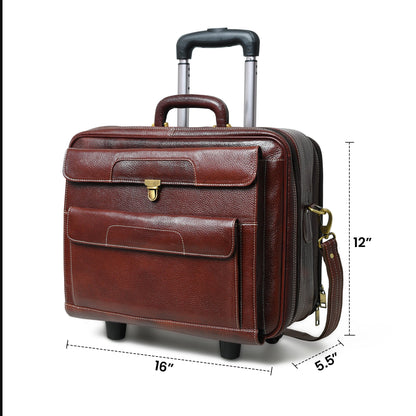 Classy Leather Bags Wanderer Leather Trolly Suitcase Bag - AVBL MRKT (8)
