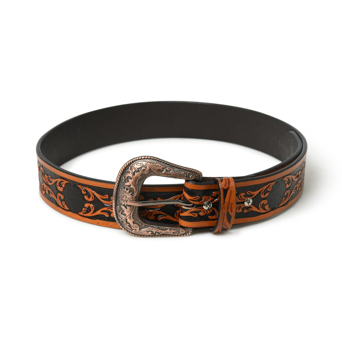 Classy Leather Bags Western Cowboy Leather Belt - Black & Brown - AVBL MRKT (3)