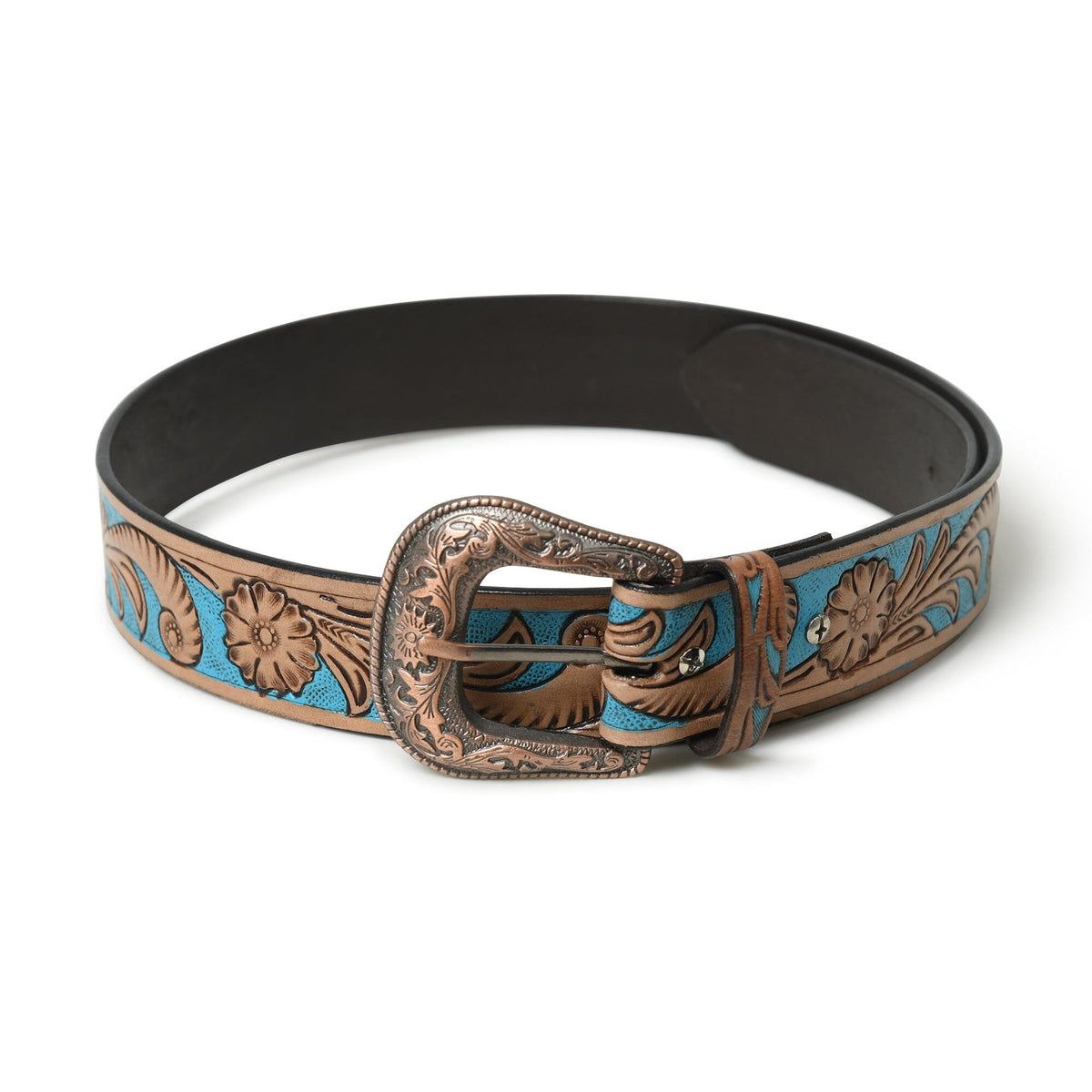 Classy Leather Bags Western Cowboy Leather Belt - Blue & Brown - AVBL MRKT (4)