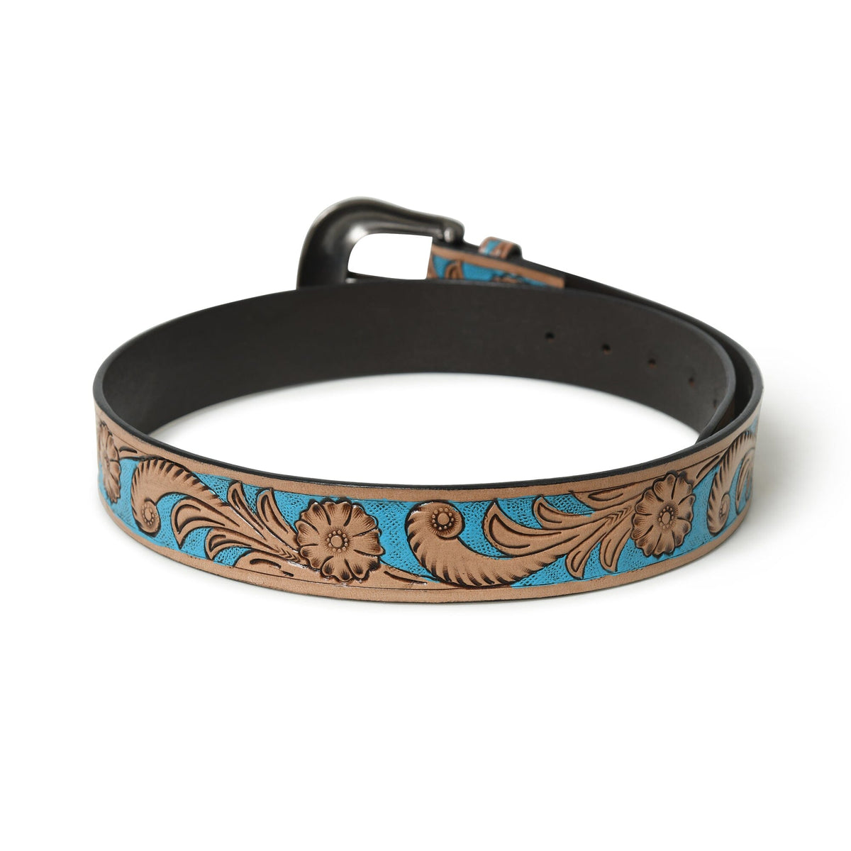 Classy Leather Bags Western Cowboy Leather Belt - Blue & Brown - AVBL MRKT (5)