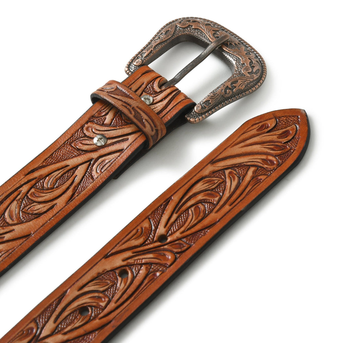 Classy Leather Bags Western Cowboy Leather Belt - Brown - AVBL MRKT (3)