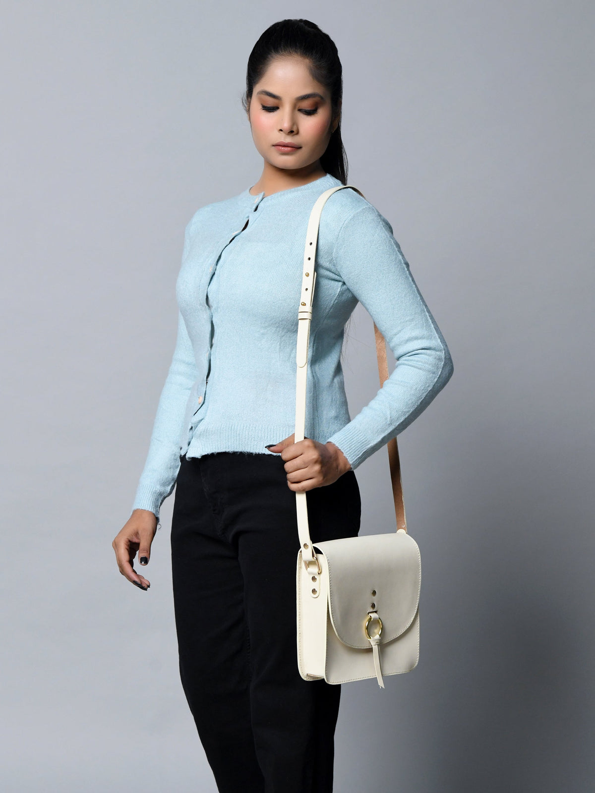 Classy Leather Bags White Elegance Crossbody Sling Bag - AVBL MRKT (10)