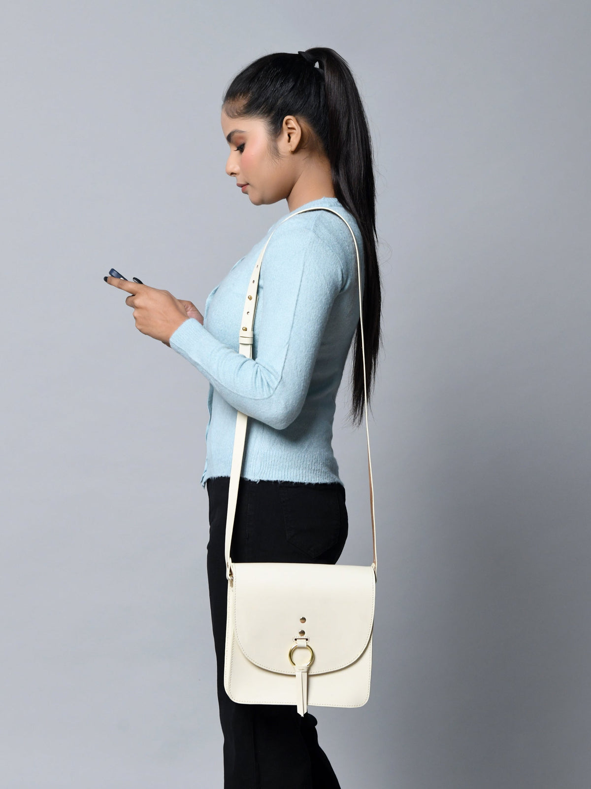 Classy Leather Bags White Elegance Crossbody Sling Bag - AVBL MRKT (11)