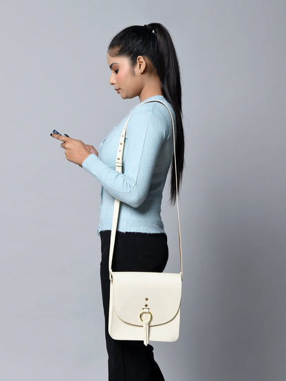 Classy Leather Bags White Elegance Crossbody Sling Bag - AVBL MRKT (11)