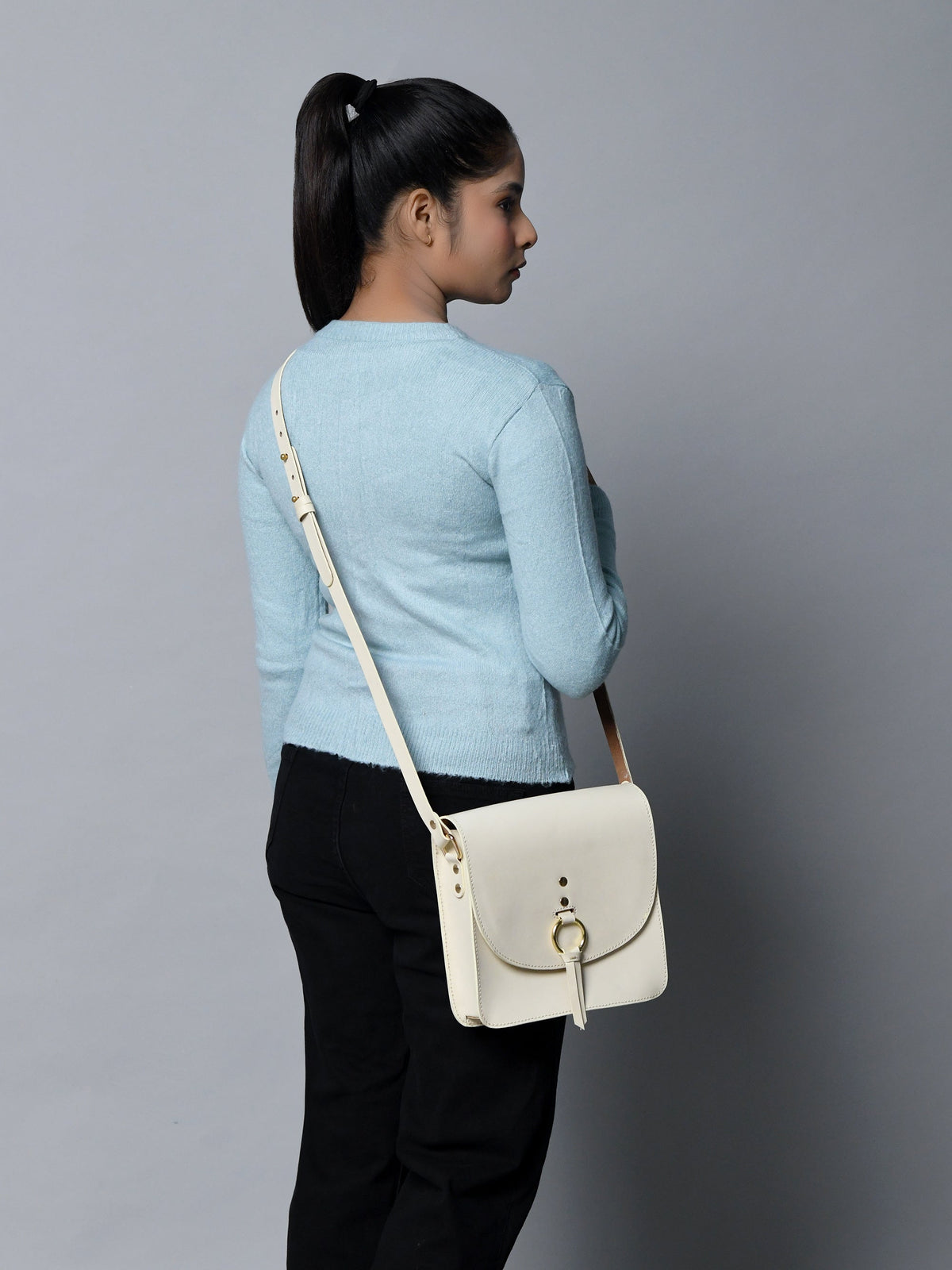 Classy Leather Bags White Elegance Crossbody Sling Bag - AVBL MRKT (3)