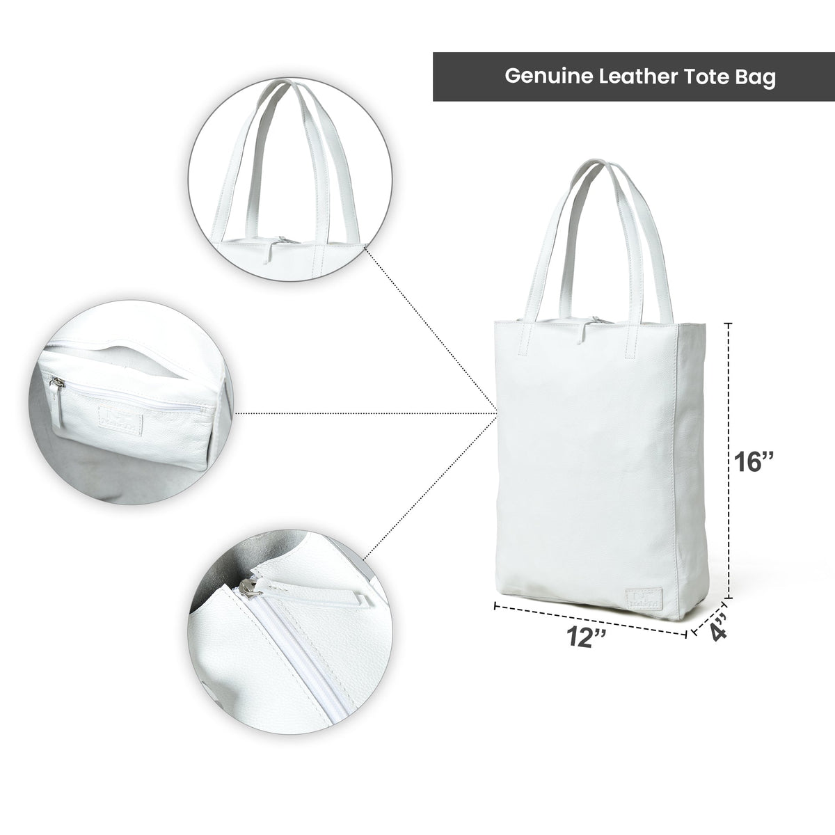 Classy Leather Bags White Leather Shoulder Tote Bag - AVBL MRKT (11)