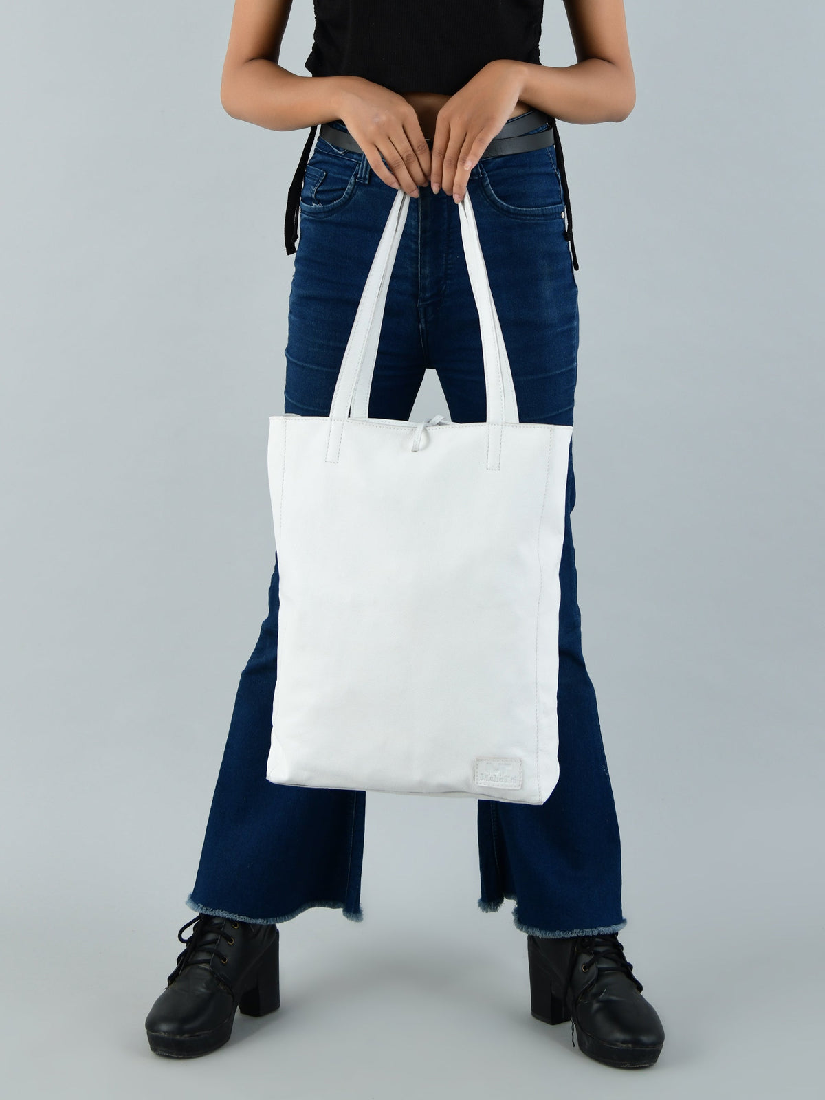 Classy Leather Bags White Leather Shoulder Tote Bag - AVBL MRKT (5)