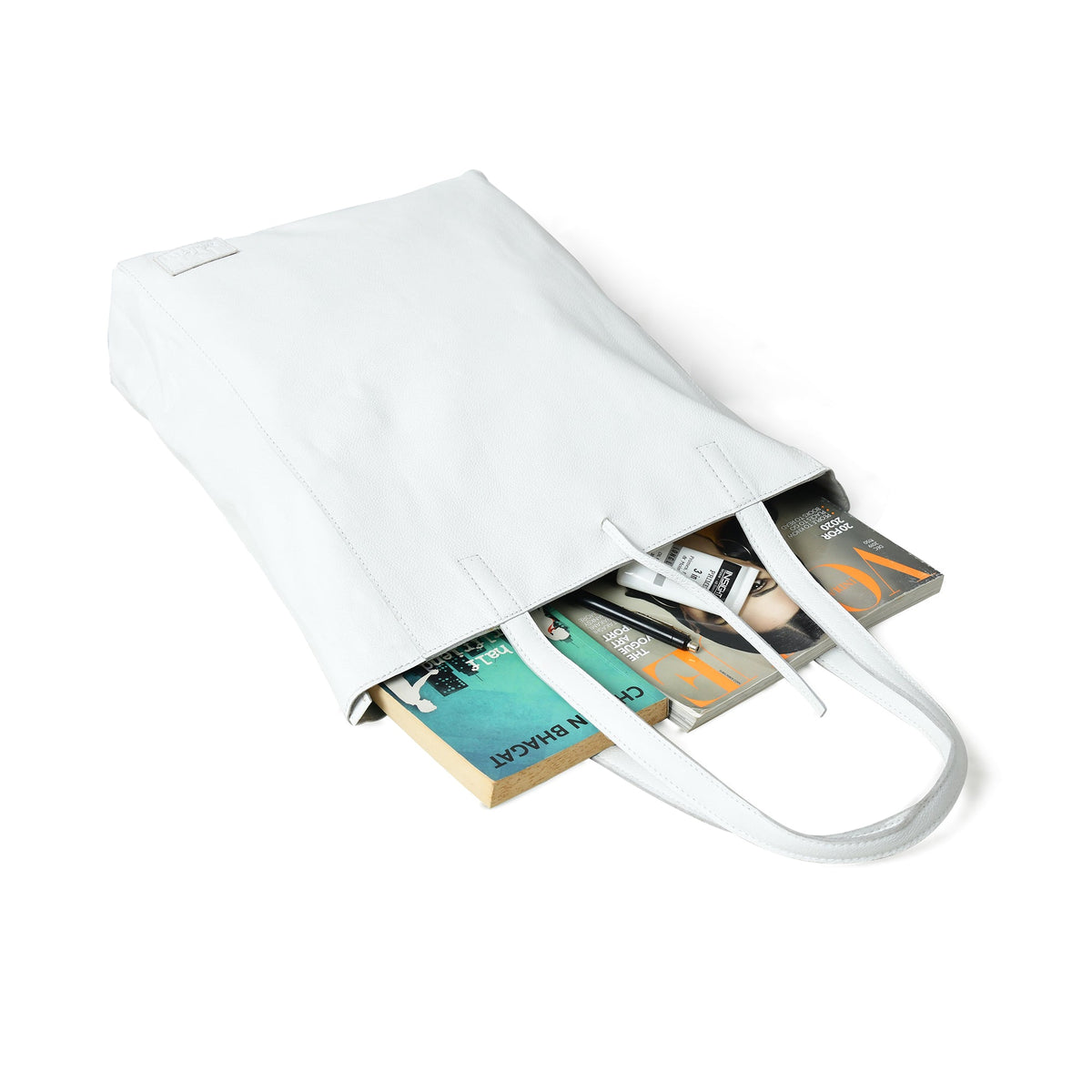 Classy Leather Bags White Leather Shoulder Tote Bag - AVBL MRKT (9)