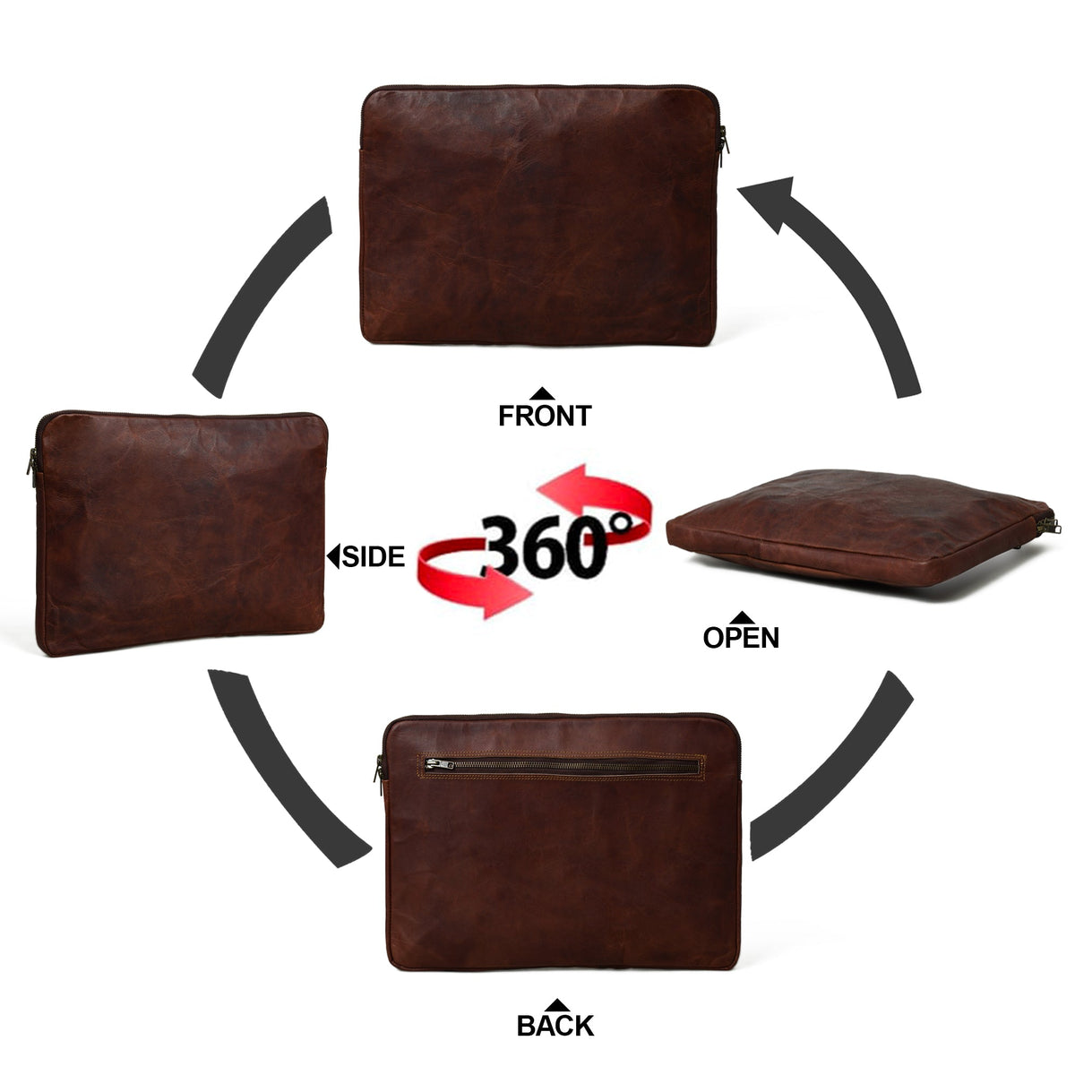 Classy Leather Bags Zento Laptop Sleeve - Dark Brown - AVBL MRKT (12)