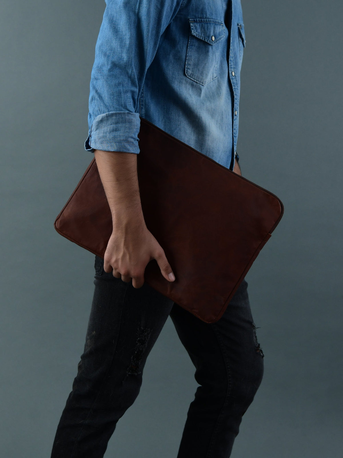 Classy Leather Bags Zento Laptop Sleeve - Dark Brown - AVBL MRKT (2)