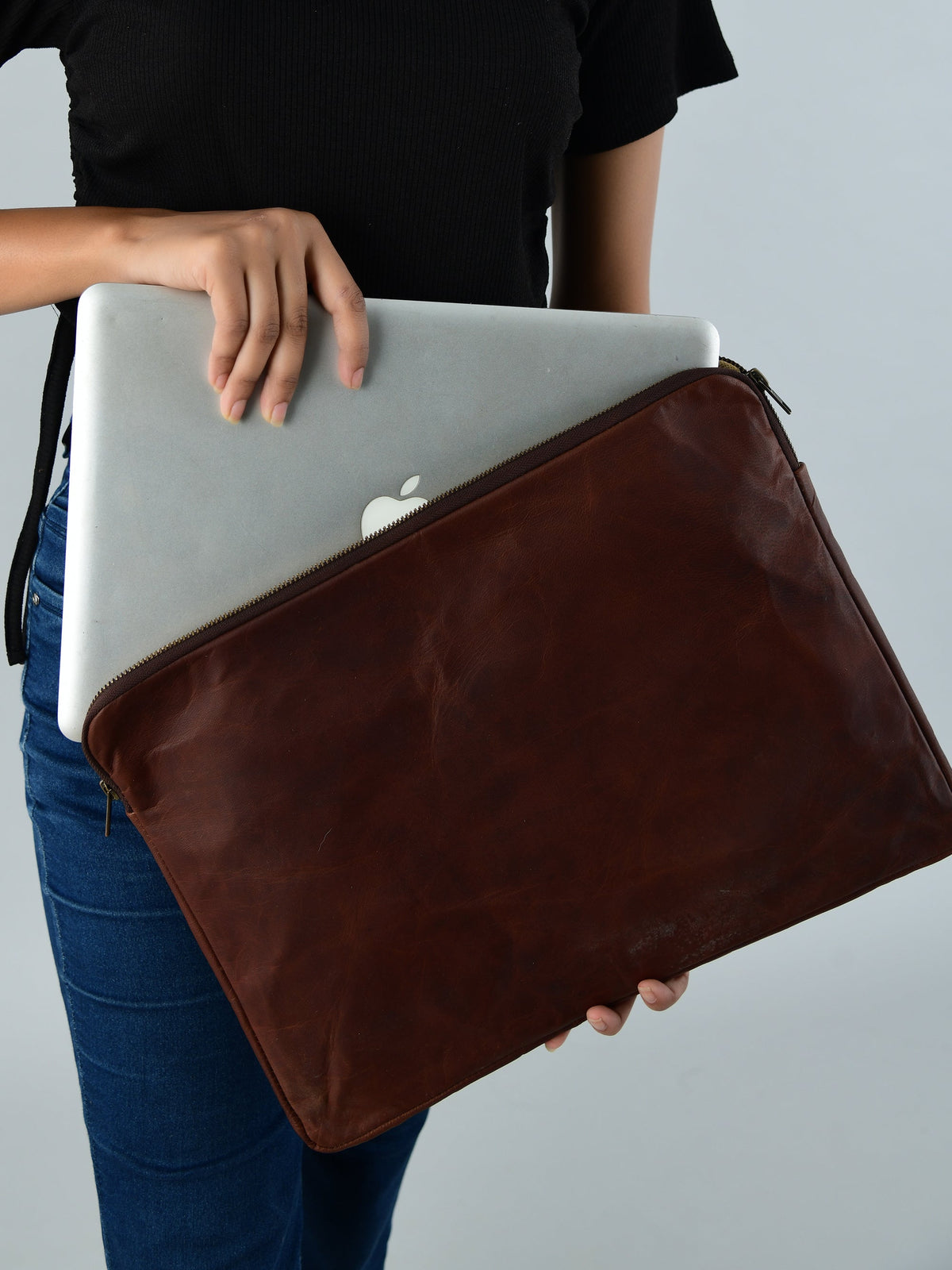 Classy Leather Bags Zento Laptop Sleeve - Dark Brown - AVBL MRKT (5)