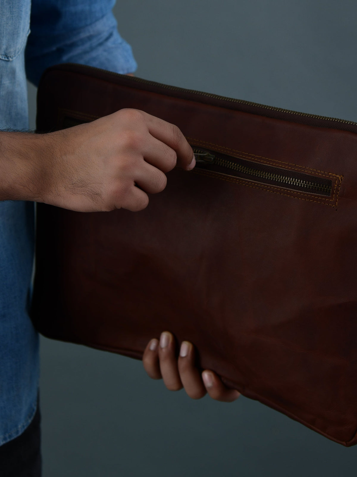 Classy Leather Bags Zento Laptop Sleeve - Dark Brown - AVBL MRKT (6)