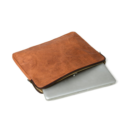 Classy Leather Bags Zento Laptop Sleeve - Tan Brown - AVBL MRKT (11)